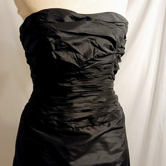 Rickie Freeman for Teri Jon Formal Mini Dress Sz 2 BLACK SILK Strapless Wedding - Picture 9 of 15